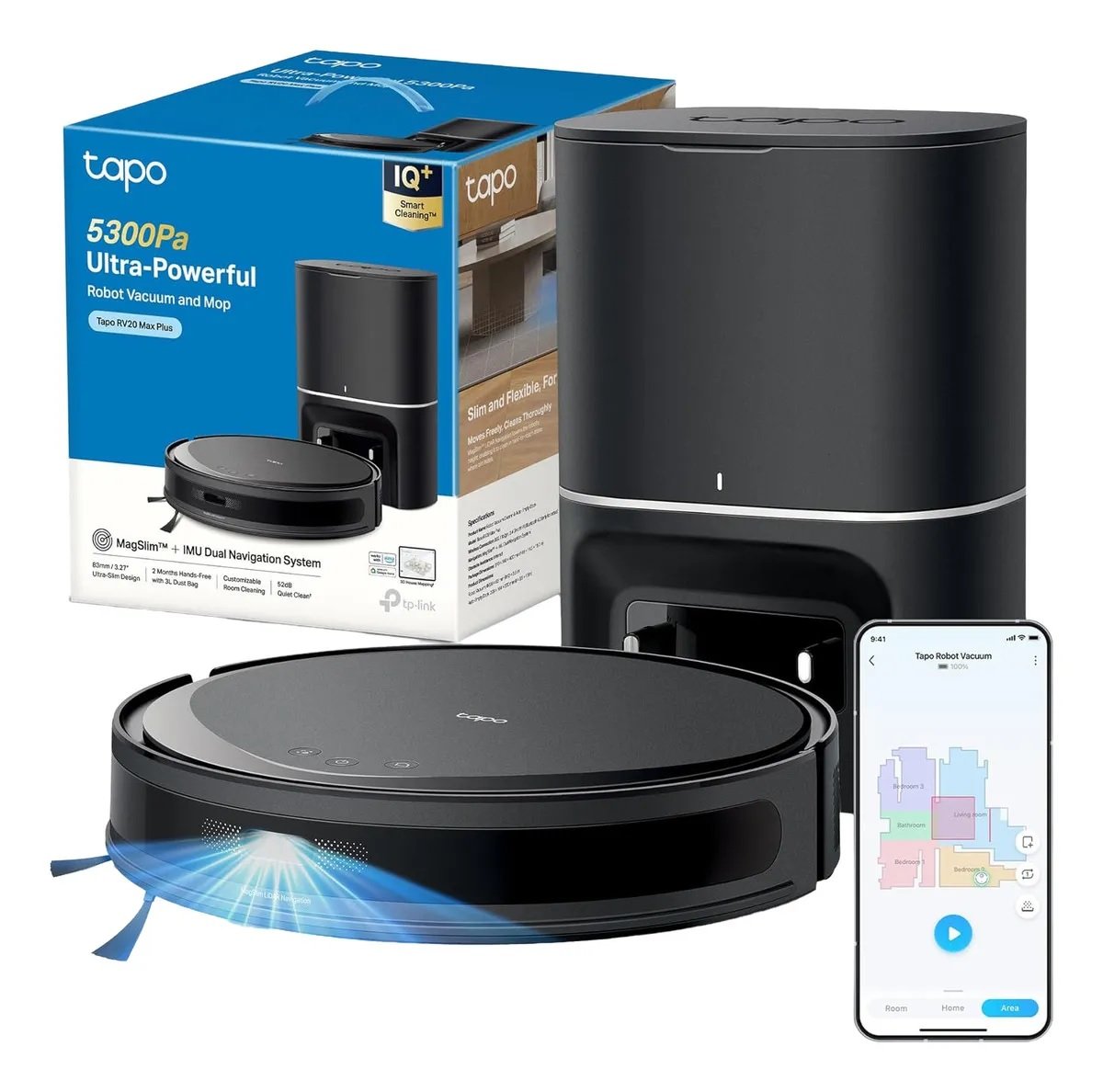 ASPIRADORA Y TRAPEADORA RV20 MAX PLUS ROBOT INTELIGENTE 5300PA CON NAVEGACIÓN LIDAR MAGSLIM + DOCK DE DESCARGA AUTOMÁTICA   TP-LINK